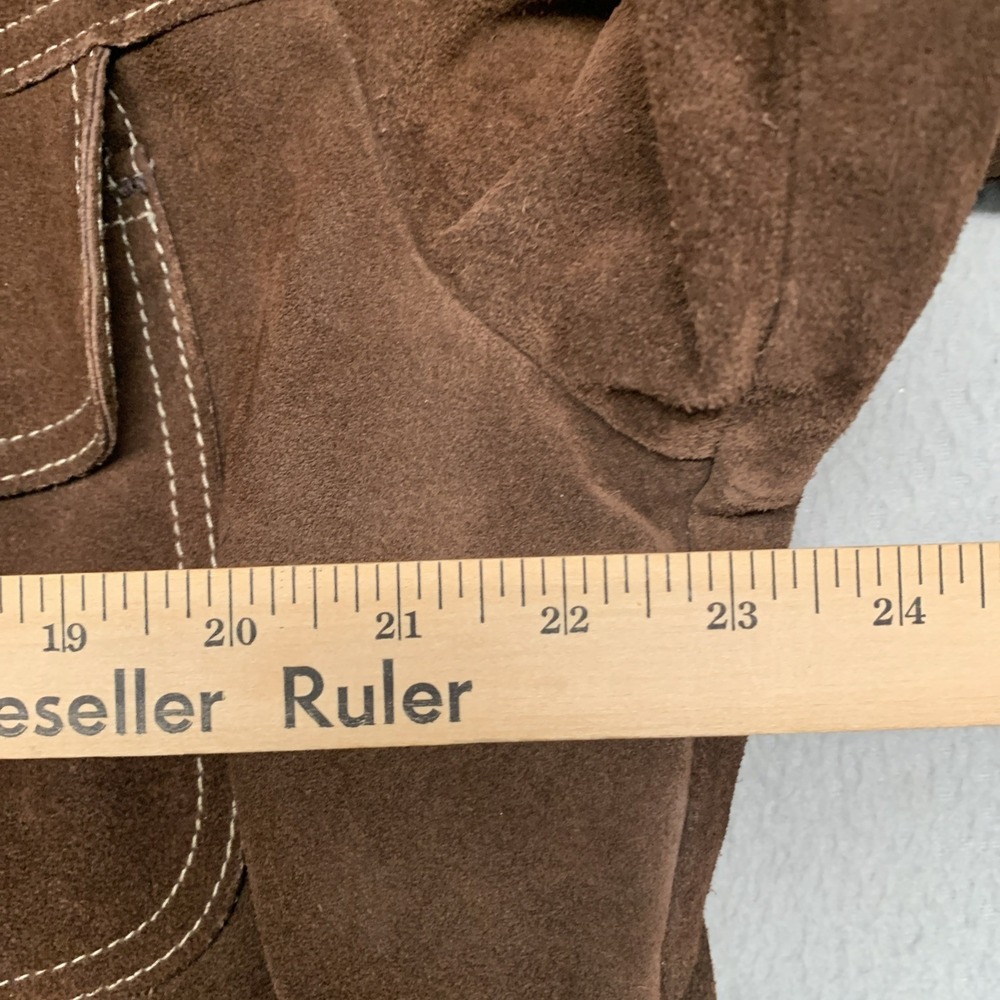 Vintage 70s Suede Sherling Lined Rancher Coat JC Penny Cowhide Leather Western L - Picture 9 of 11